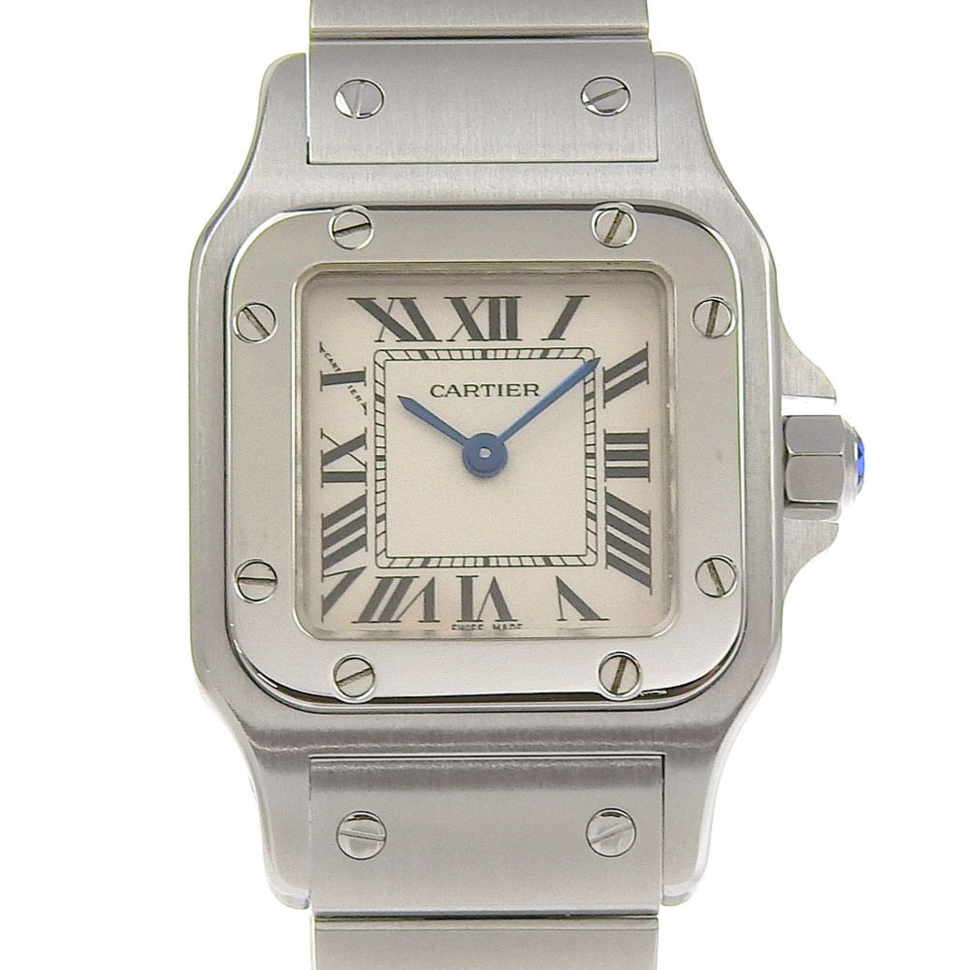 Like new Cartier Santos Galbe SM W20056D6 White dial Stainless steel Quartz 23mm Ladies 2-hand watch