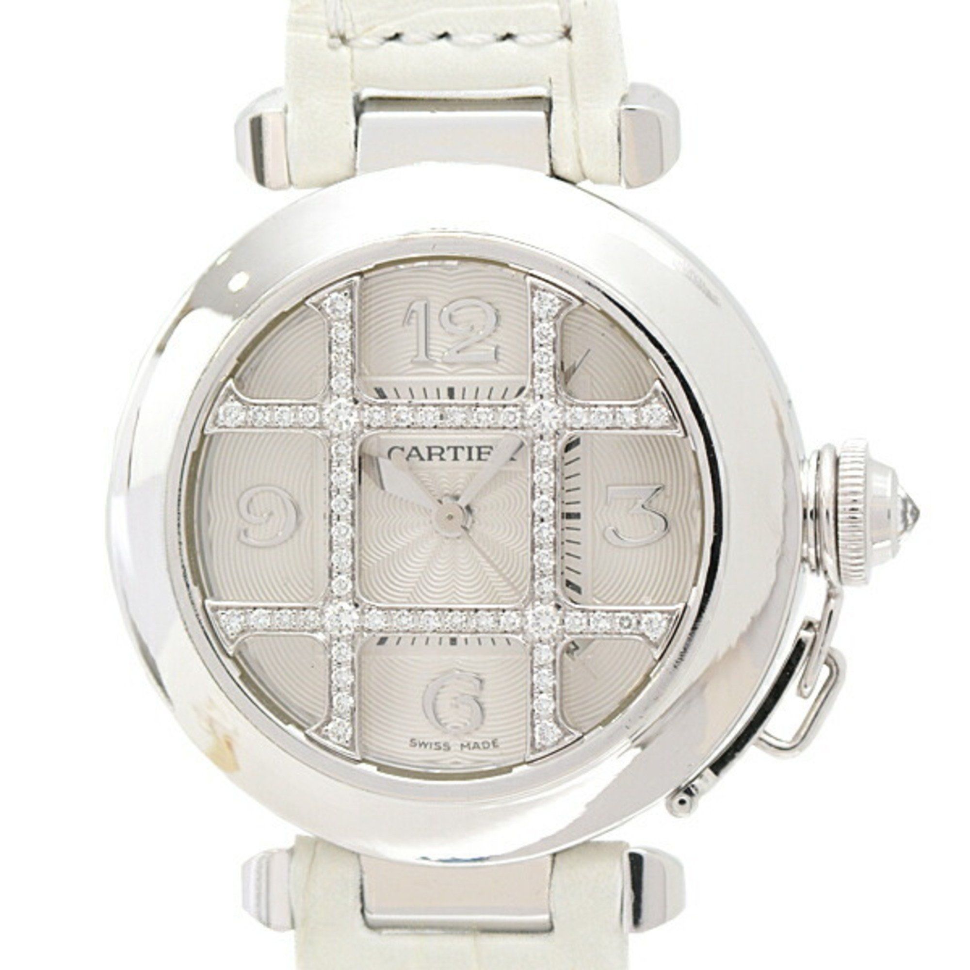Cartier Wristwatch for Women, Pasha, 32mm, Diamond Grid, Automatic, 750WG, Silver Dial, WJ101456