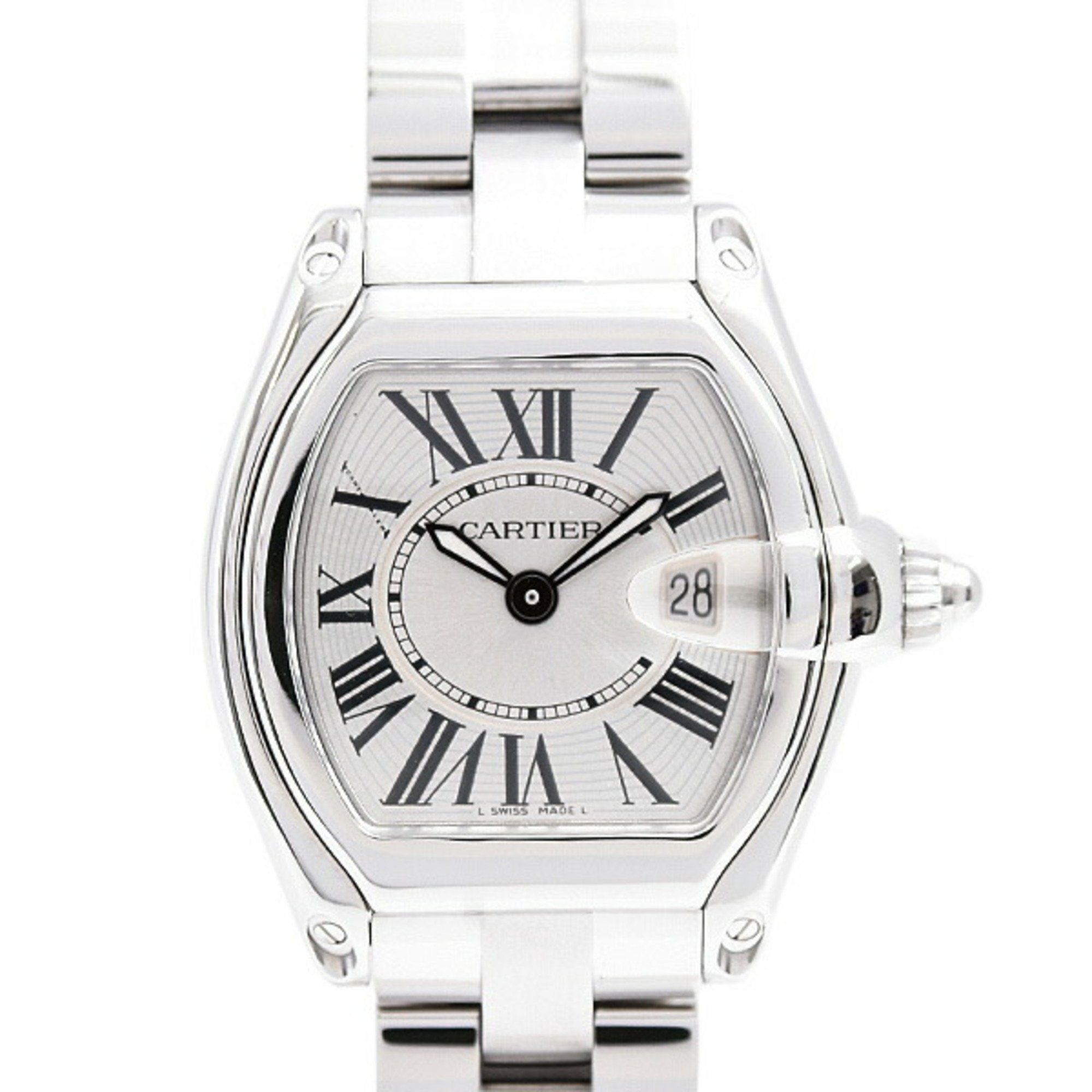Cartier Women's Roadster SM Battery-Operated Watch with Silver Dial and Stainless Steel (W62016V3)