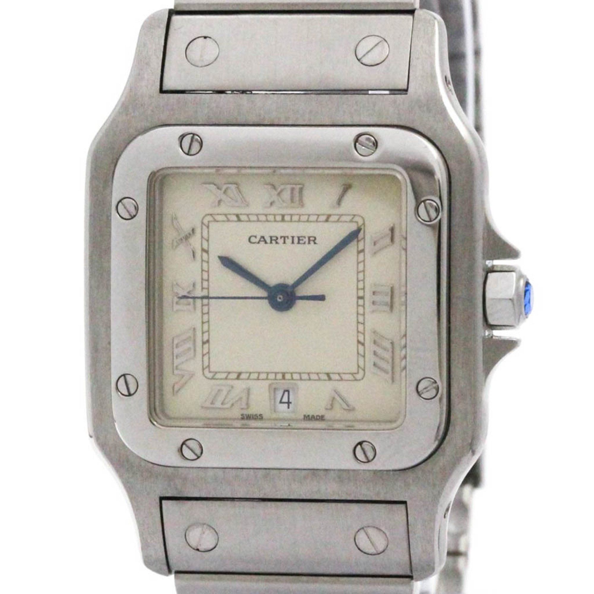 CARTIER Santos Galbee Steel Quartz Mens Watch W20025D6 Polished