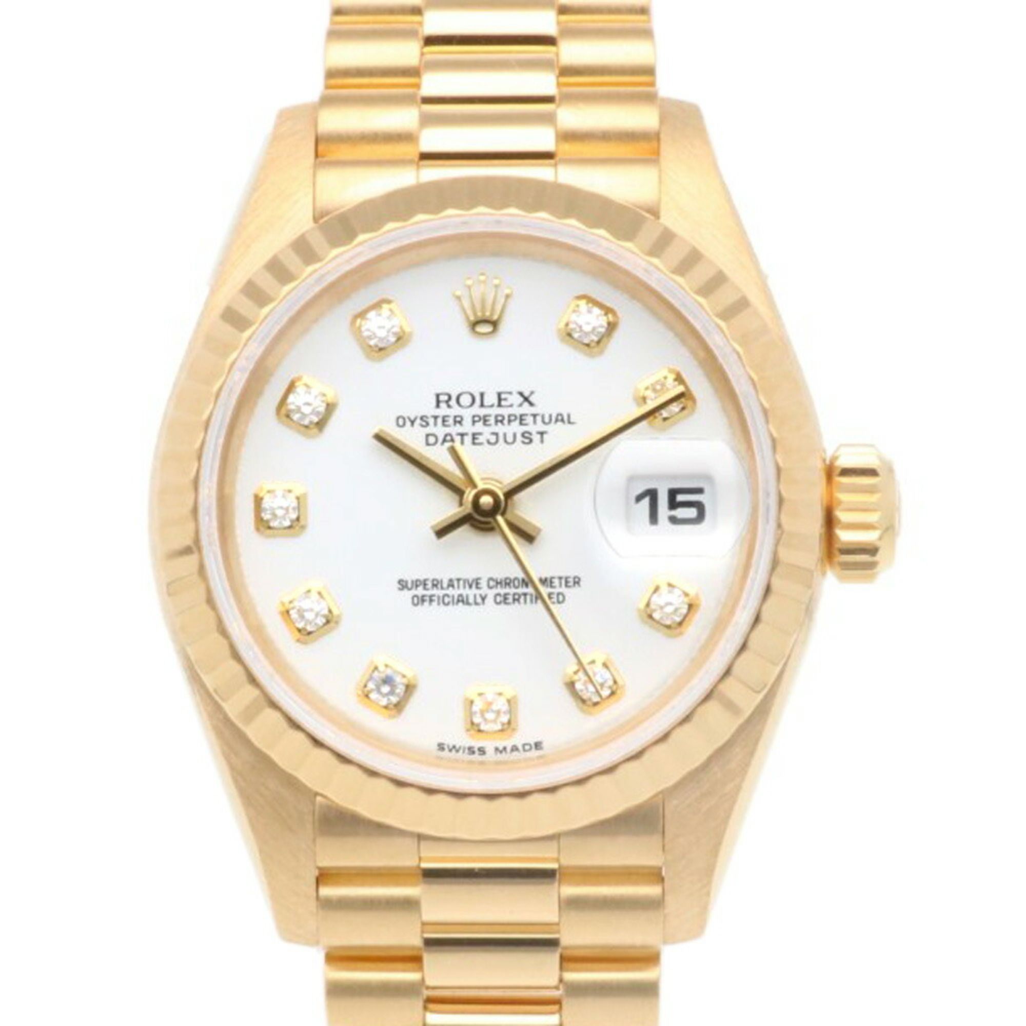 Rolex Datejust Oyster Perpetual Watch 18K 69178 Automatic Ladies ROLEX N Series 1991 Model 10P Diamo