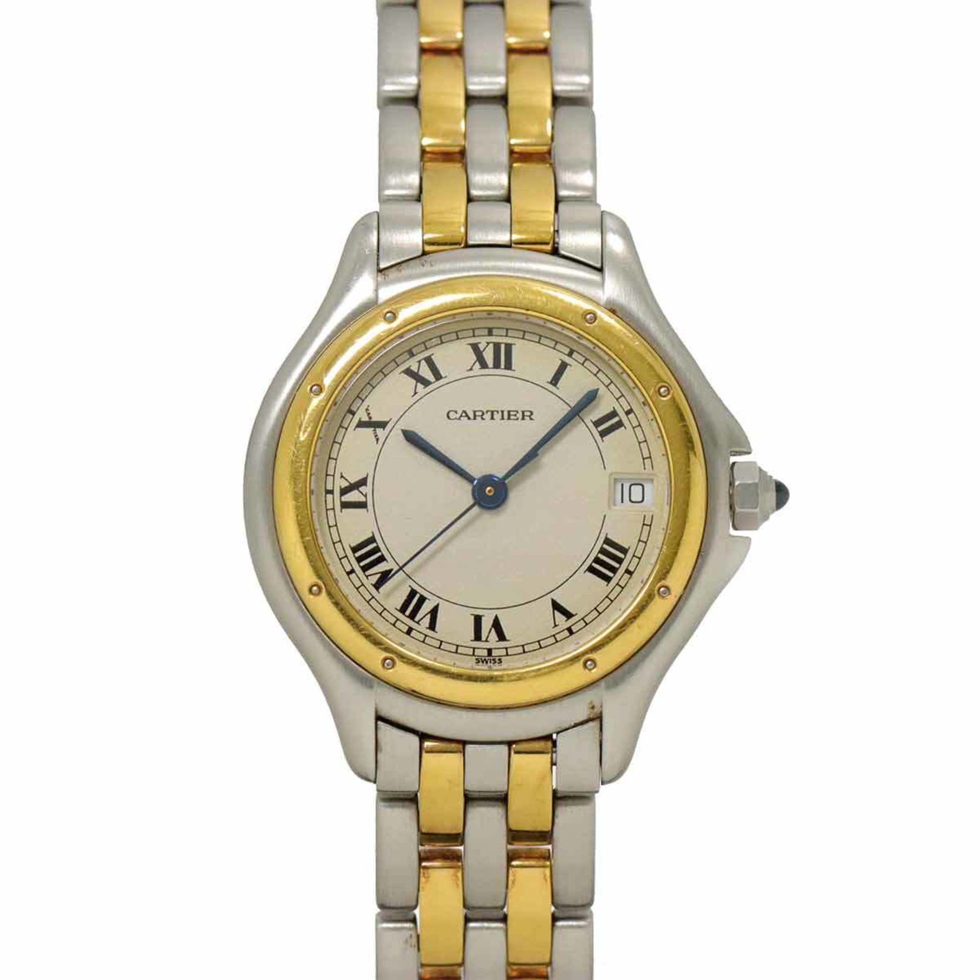 Cartier Panthere Cougar SM Two-tone Women's Watch with Date, Ivory and Yellow Gold Quartz Movement