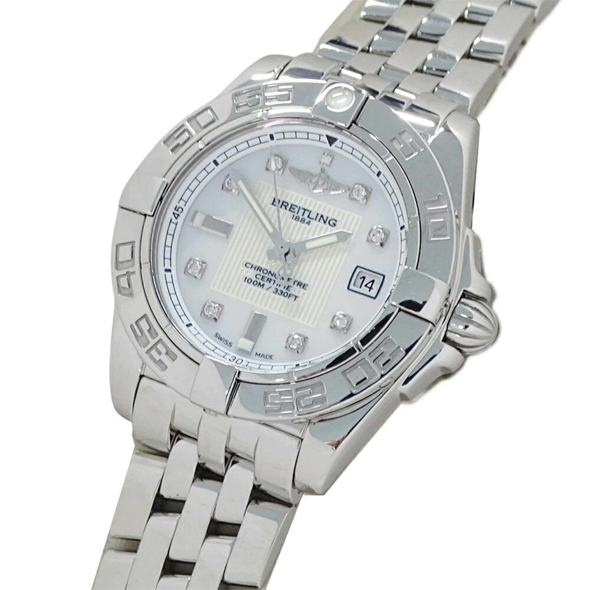 Breitling Galactic 32 A71356 Women's Watch with Shell, 8 Diamonds, Date Display, Quartz Movement, St
