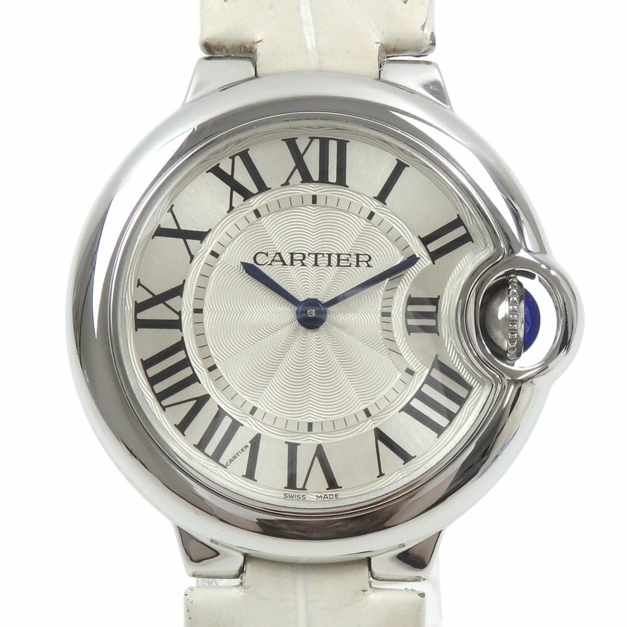 Cartier Ballon Bleu 33mm Women's Quartz Watch, Stainless Steel Leather, W6920086, Battery-Operated,