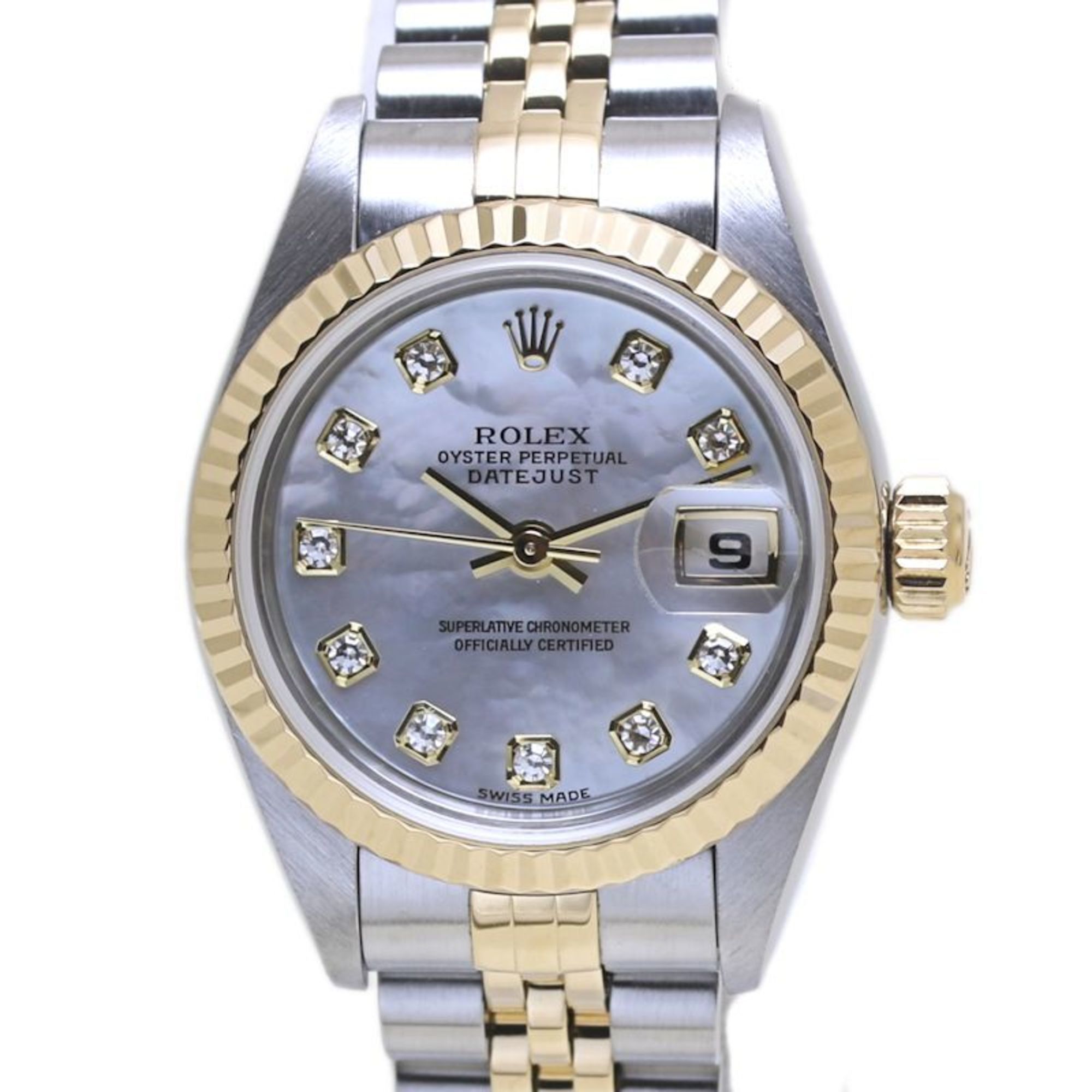 ROLEX Rolex Datejust 10-Piece Diamond White Shell Watch 79173NG Women's 18K Yellow Gold and Stainles