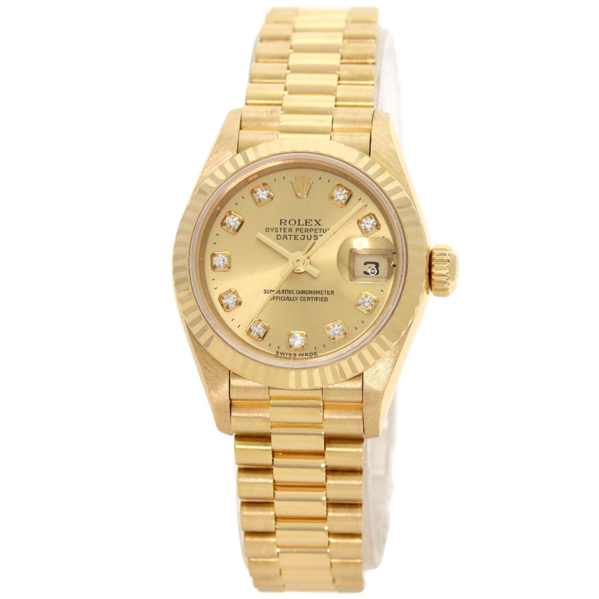 Rolex 79178G Datejust 10P Diamond Watch K18 Yellow Gold K18YG Ladies