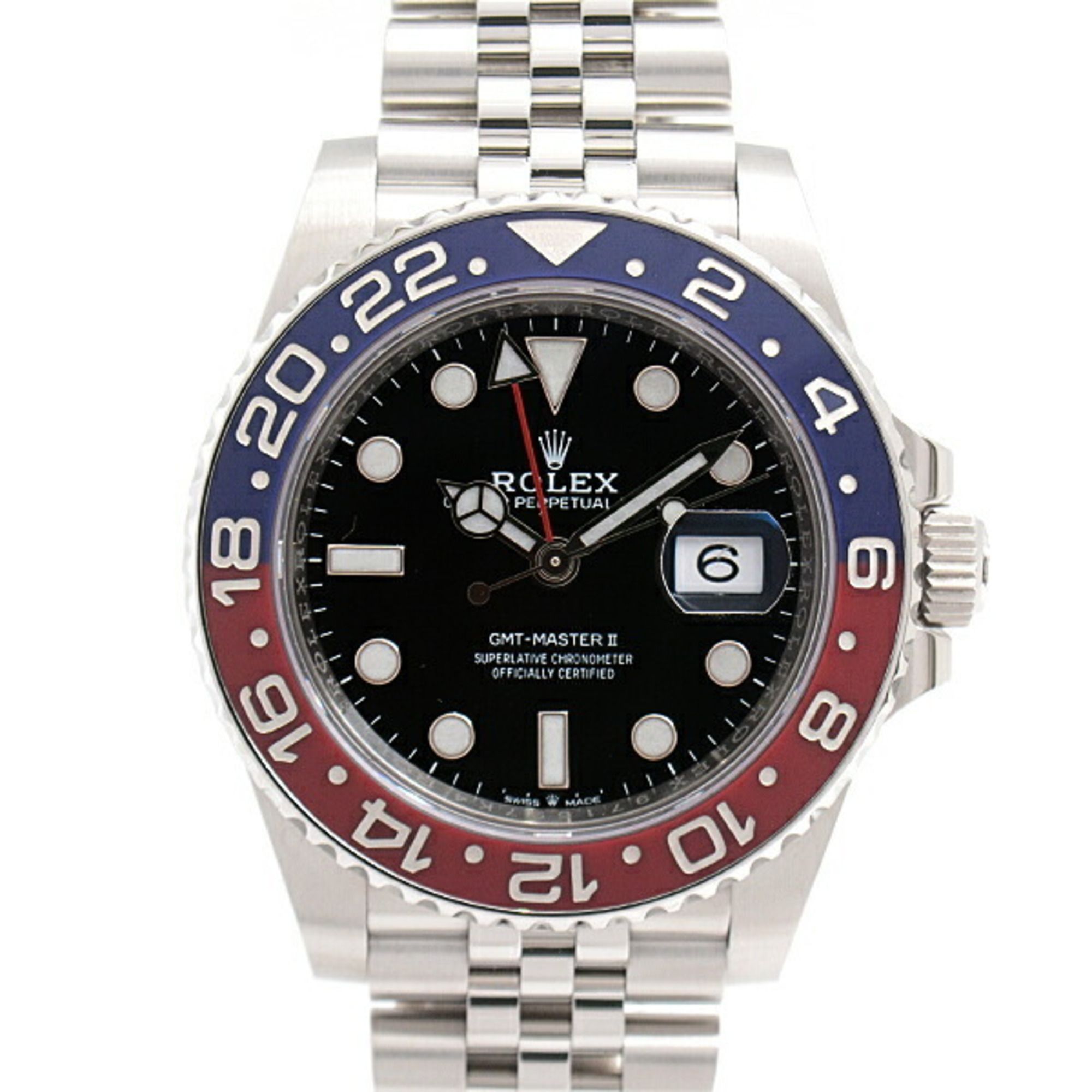 Rolex Watch Men's GMT Master II Automatic Random Blue x Red Bezel Black Dial Stainless Steel SS ROLE