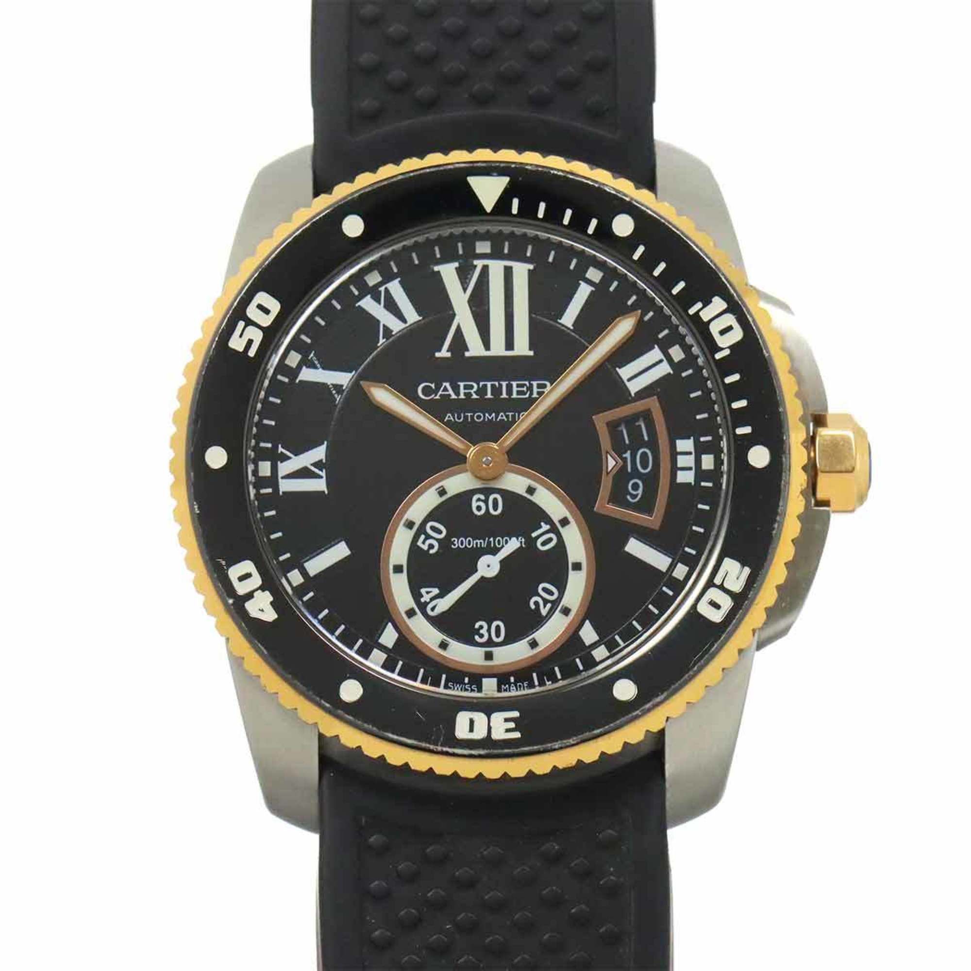 Cartier Calibre de Diver Two-Tone Watch W7100055 Men's 18K Pink Gold Automatic