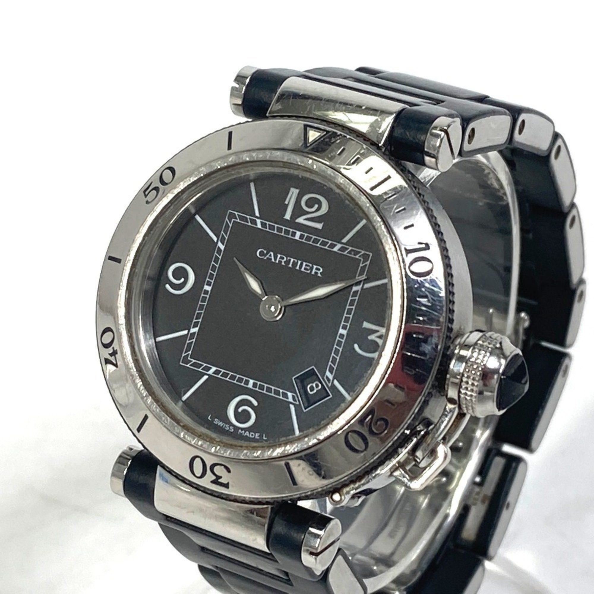 CARTIER Pasha Seatimer Quartz Date Watch (W3140003) in Stainless Steel and Silver for Women
