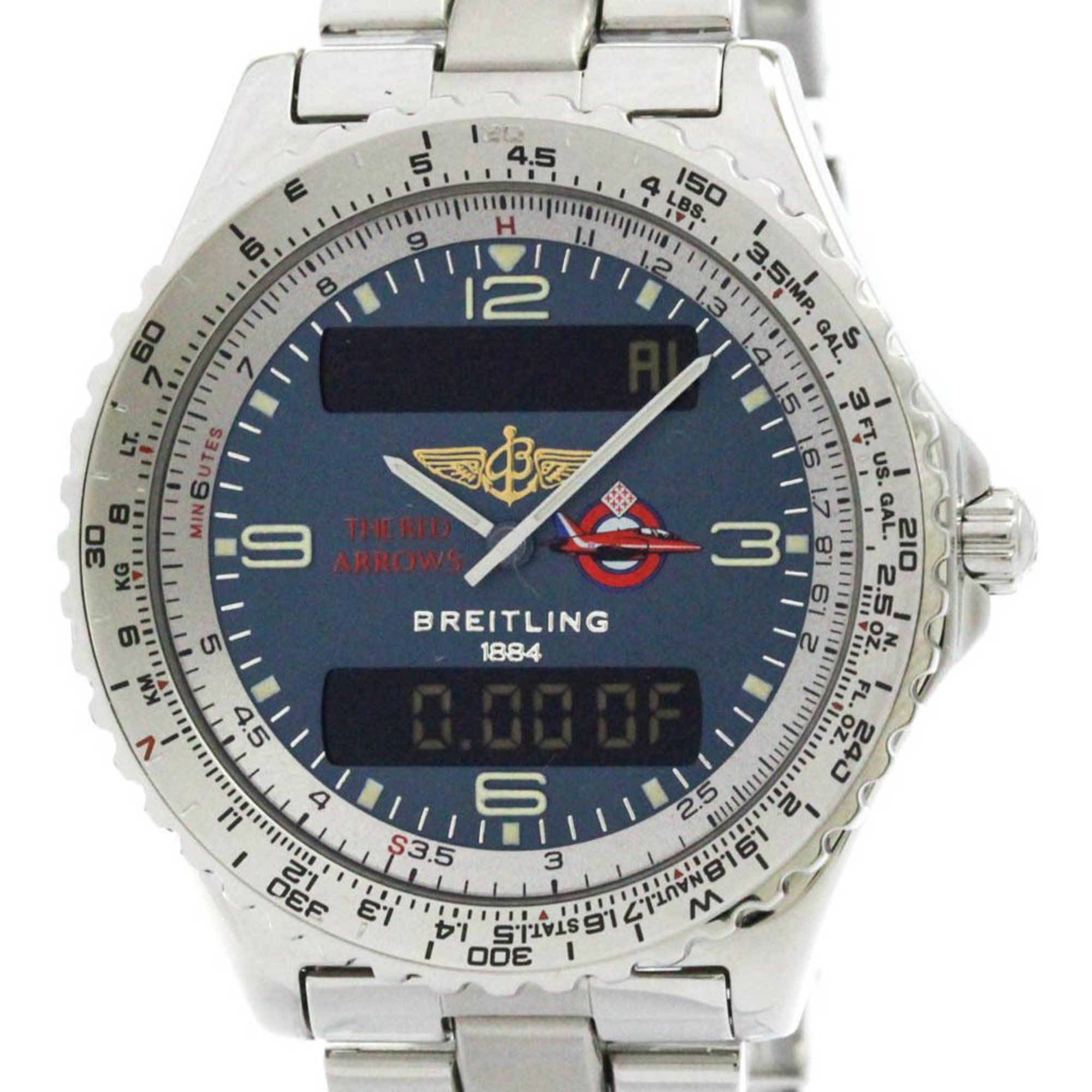 Polished BREITLING Chronospace Red Arrows Steel Mens Watch A56012