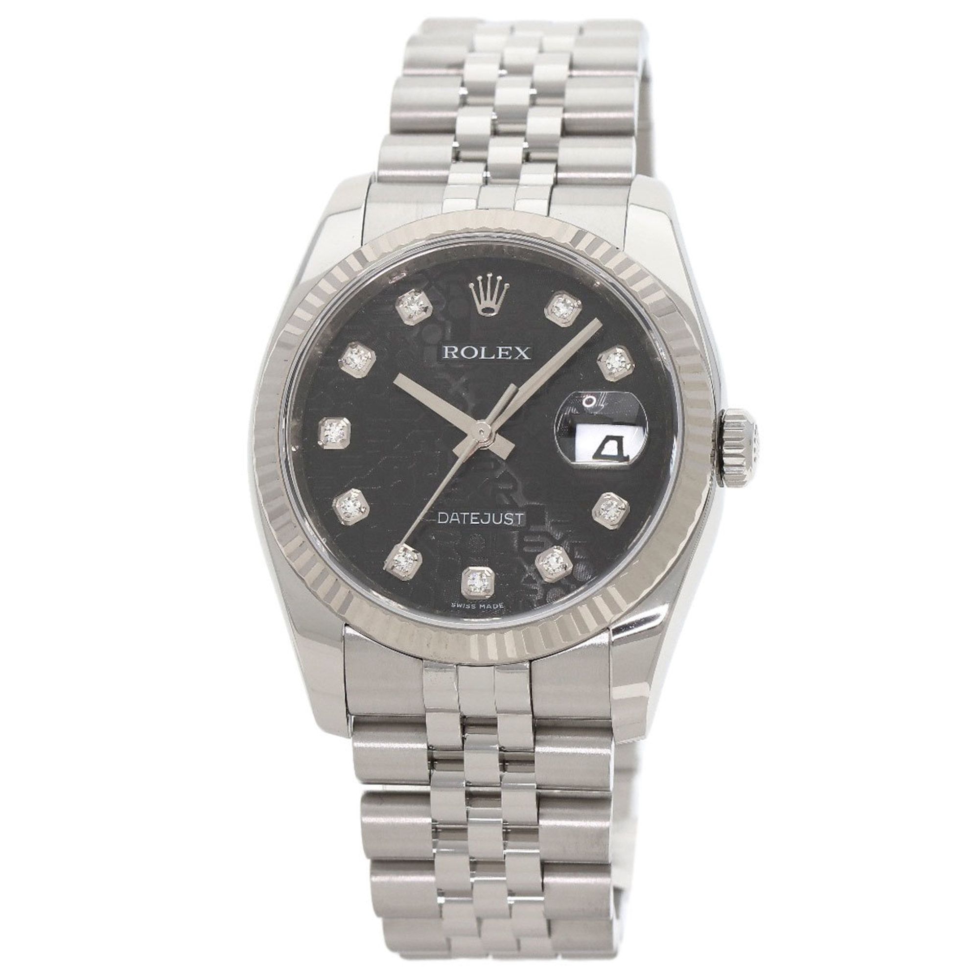 Rolex 116234G Datejust 10P Diamond Watch Stainless Steel SS K18WG Men's