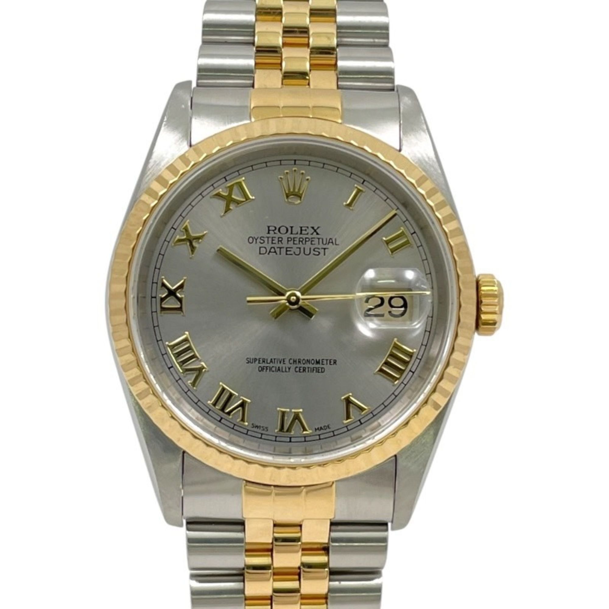 ROLEX Datejust 16233 Men's Stainless Steel Yellow Gold Automatic Watch, K Series, Gray Roman Slate