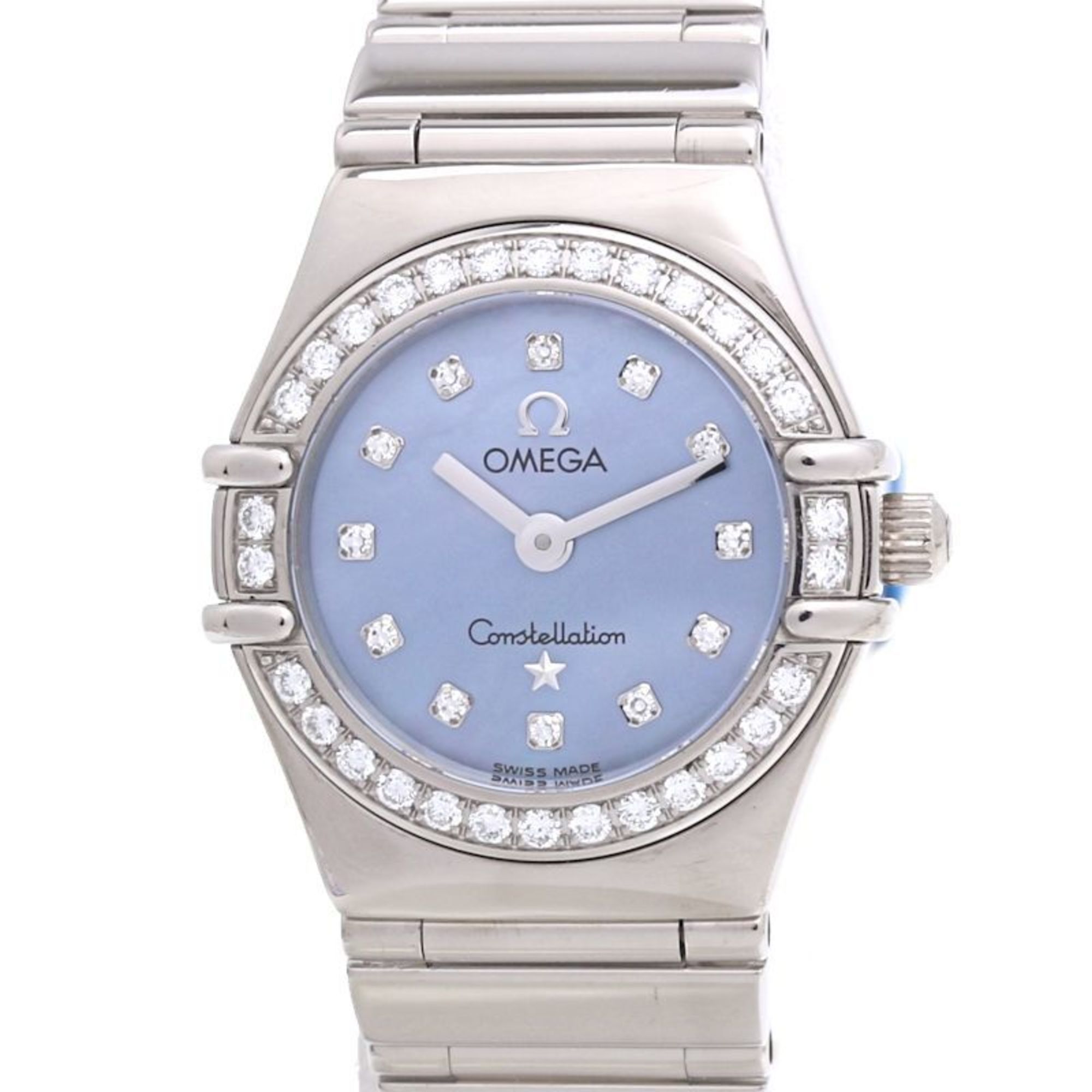 OMEGA Constellation Mini My Choice 1165.77.00 12P Diamond Bezel K18WG White Gold Ladies 39981 Watch