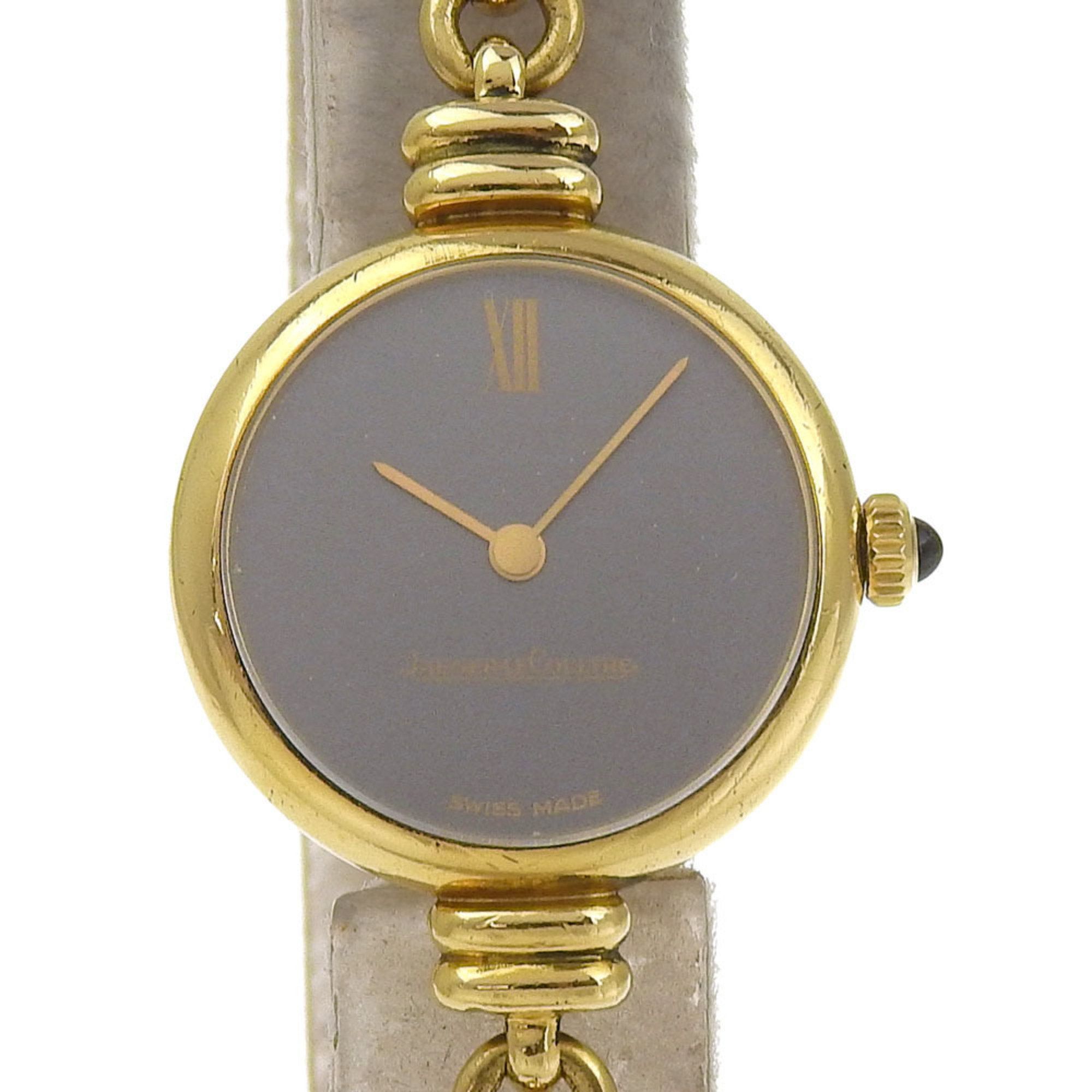 Jaeger-LeCoultre JAEGER-LECOULTRE Watch cal.895 Gold-plated x embossed leather Hand-wound Grey dial