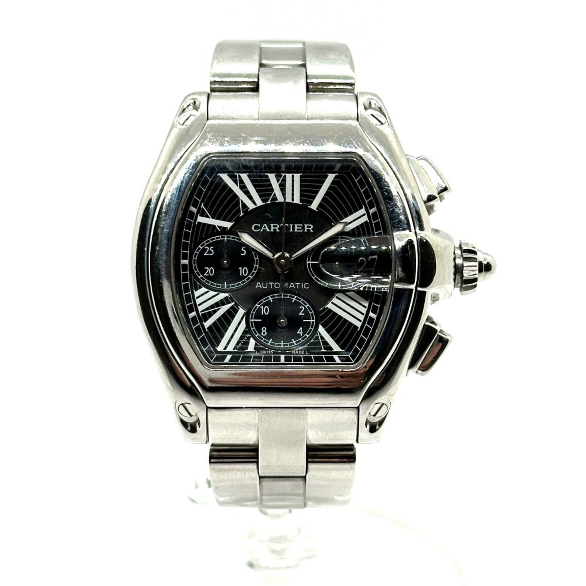 CARTIER W62020X6 Roadster Chronograph XL Automatic Watch Stainless Steel Men's Silver