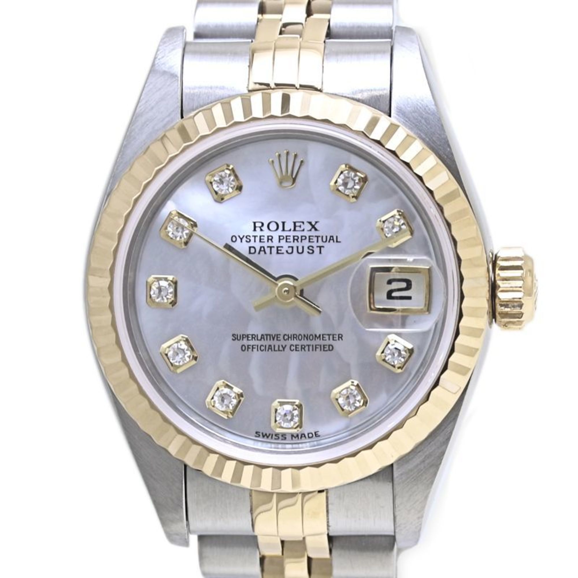 ROLEX Rolex Datejust 10-Piece Diamond White Shell Watch 79173NG Women's 18K Yellow Gold and Stainles