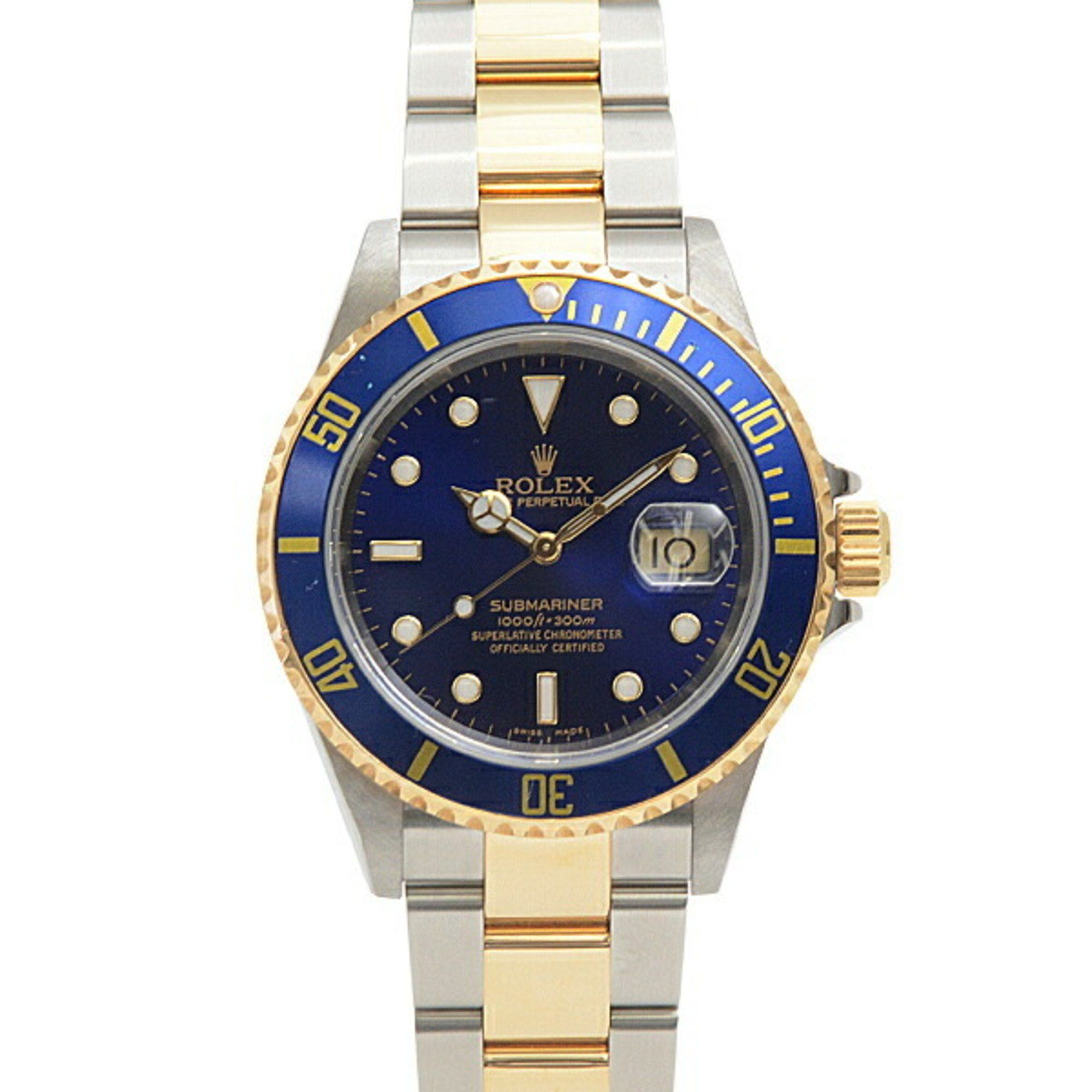 Rolex Watch Men's Submariner Blue Dial Sub Automatic D Series Stainless Steel Gold ROLEX 16613 SS x