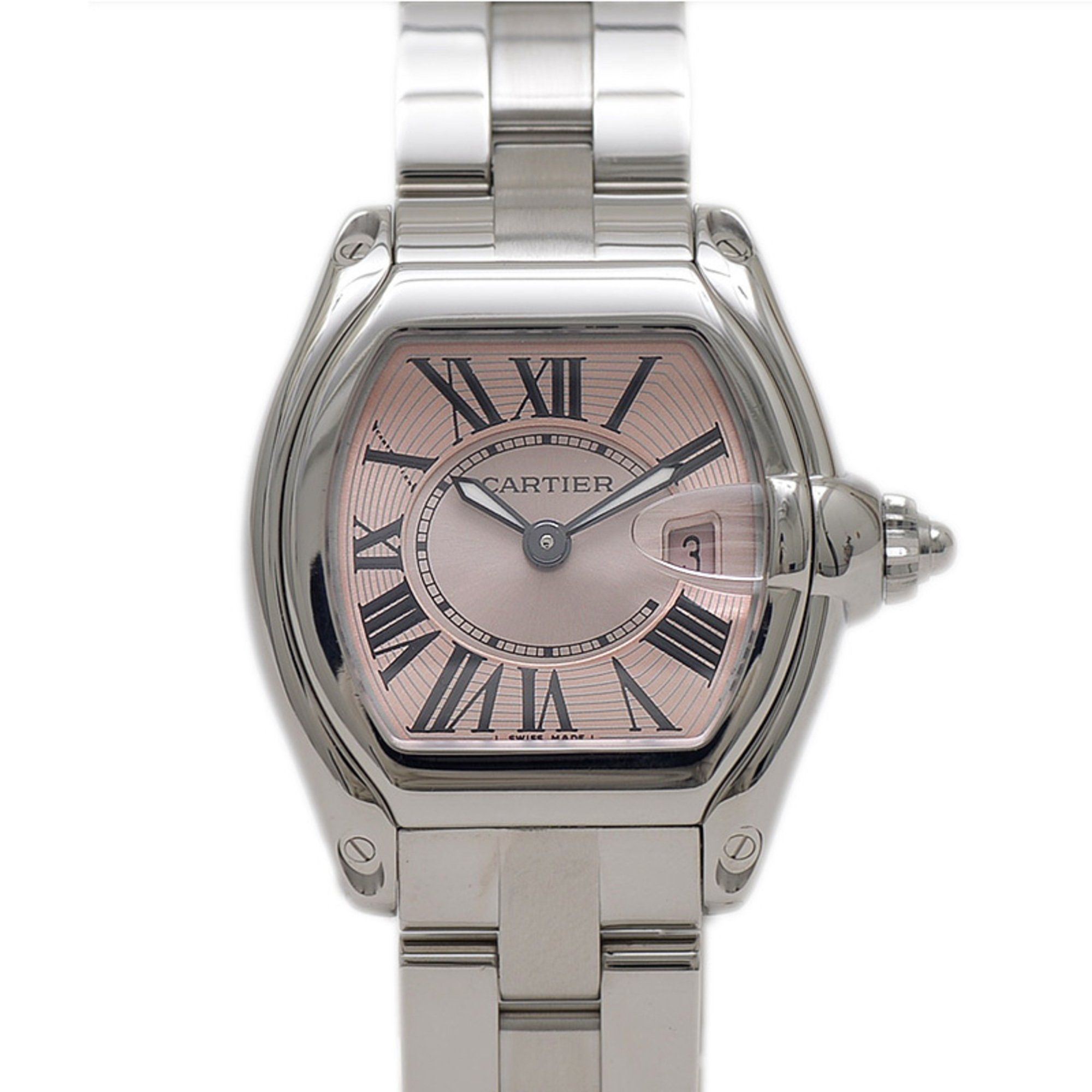 Cartier Roadster SM Ladies Pink Dial Watch W62017V3 with Replacement Strap BP