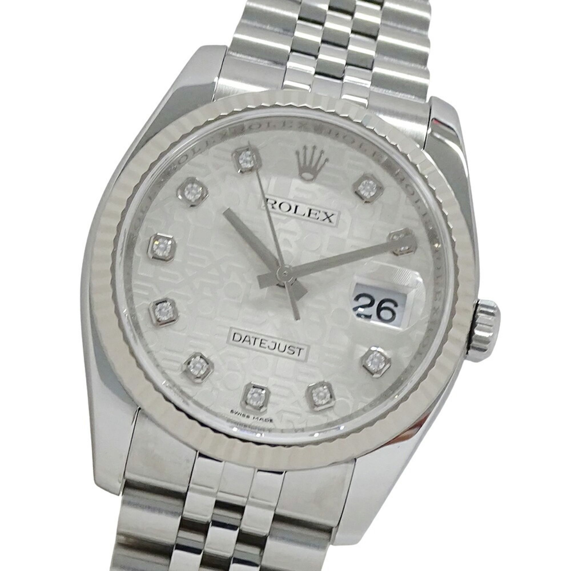 Rolex ROLEX Datejust 116234G M serial number Men's watch 10P Diamond Automatic AT Stainless steel SS