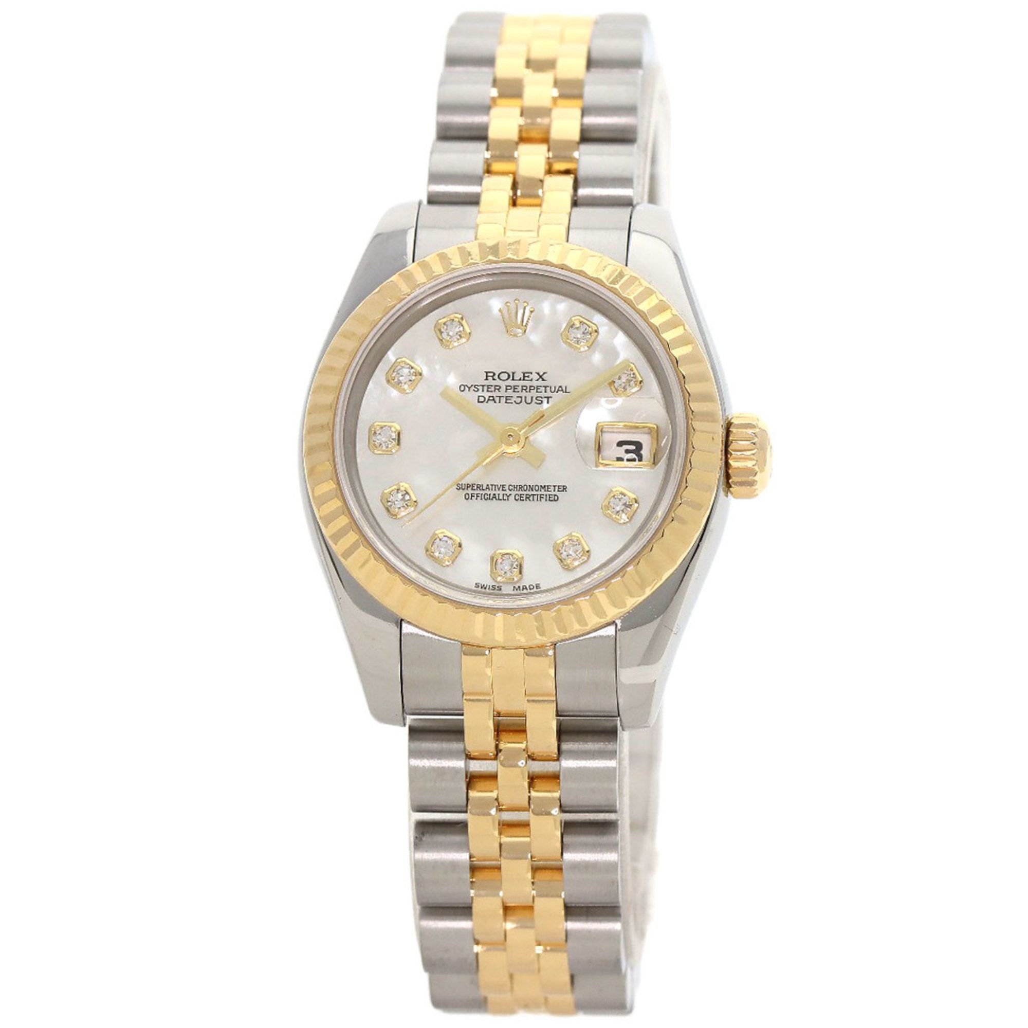 Rolex 179173NG Datejust 10P Diamond Watch Stainless Steel SSxK18YG Ladies