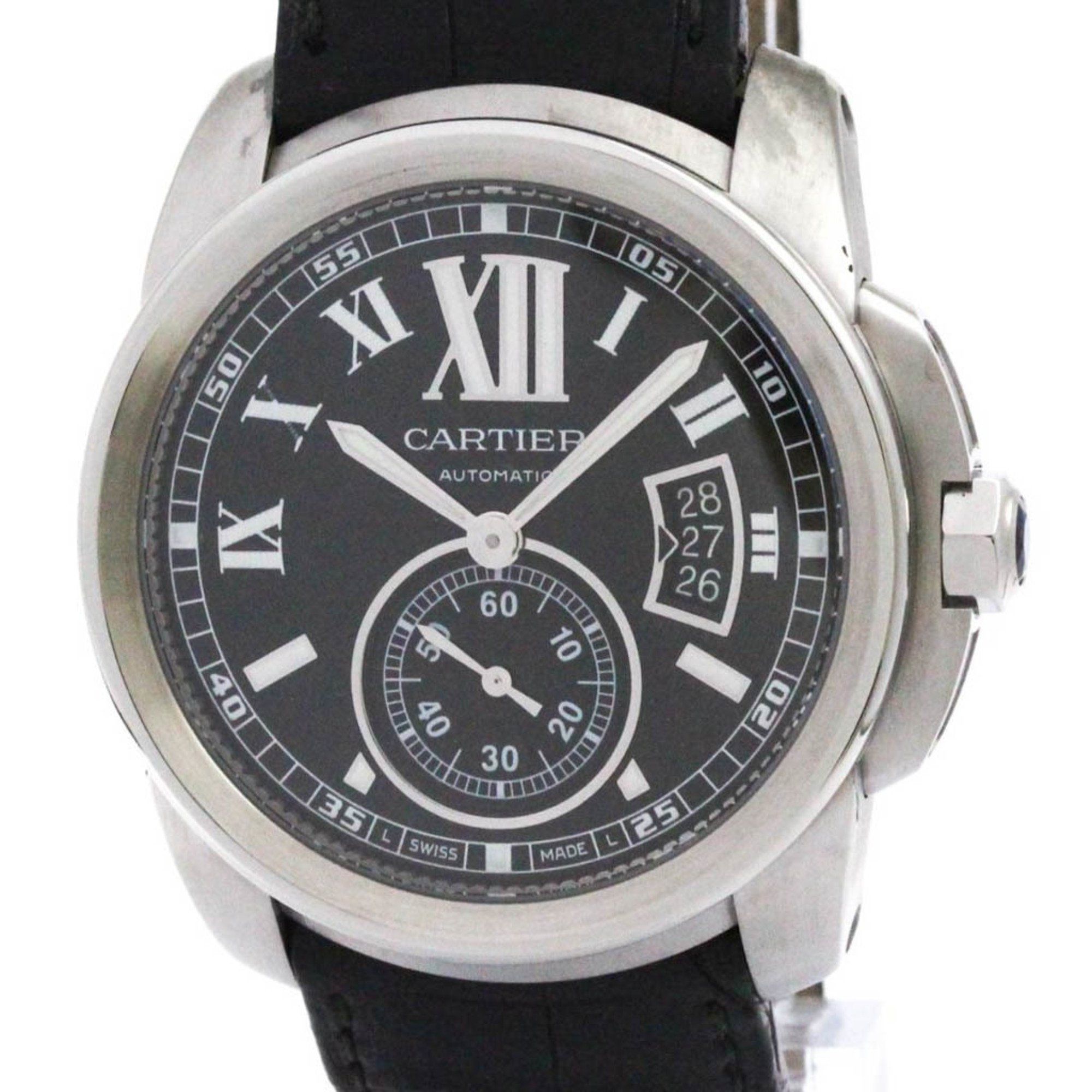 CARTIER Calibre de Cartier Steel Automatic Mens Watch W7100041 Polished