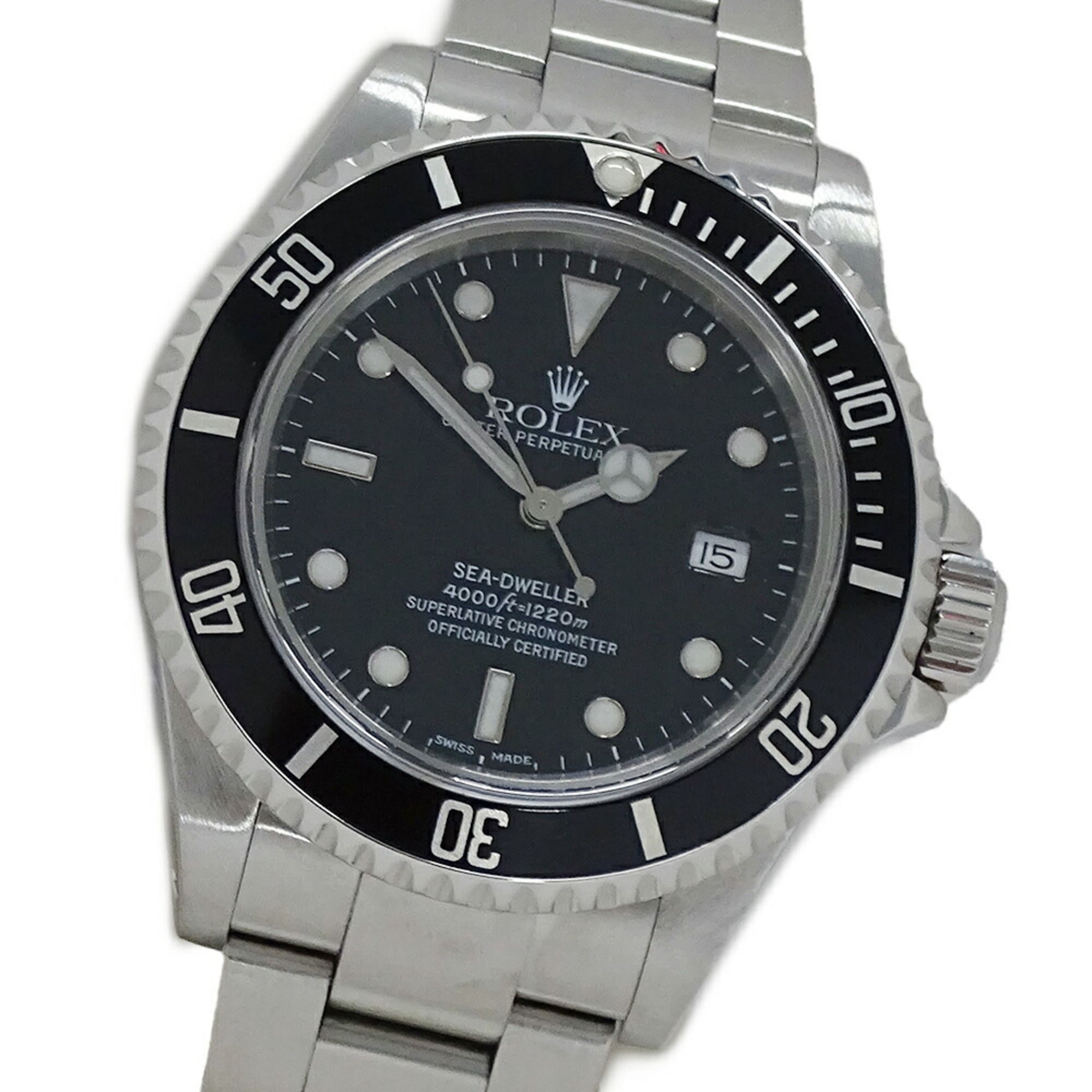 Rolex ROLEX Sea-Dweller 16600 A-series Men's Watch Date Automatic AT Stainless Steel SS Silver Black