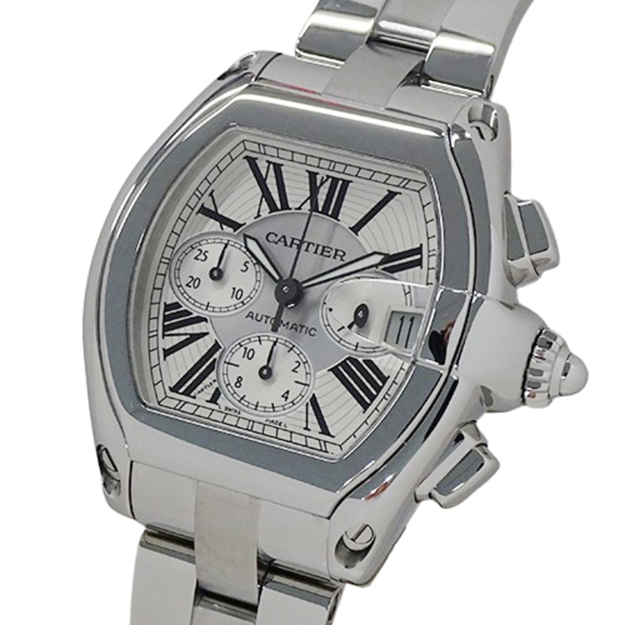 Cartier Men's Roadster Chronograph Watch with Date Display, Automatic Movement, Stainless Steel, W62