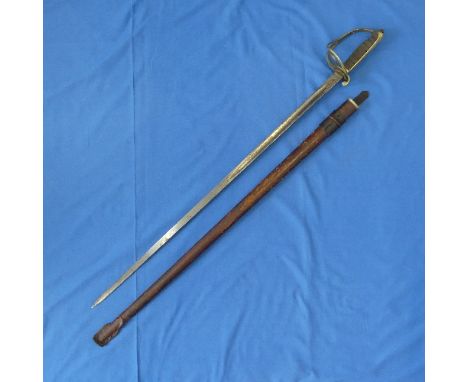 A George V Royal Artillery sword, the 89cm blade by Hawksworth, Sheffield, in leather scabbard. 