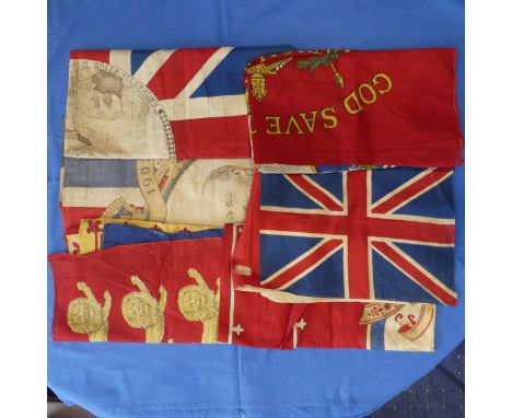 A Collection of nine Royal commemorative flags, including Edward VII coronation, Irish flags, George cross flag,&nbsp; Irish 