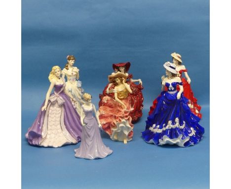 A small quantity of Coalport Ladies, to include Scarlett, Classic Elegance Anniversary Wishes, Heather, Classic Elegance Afte