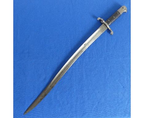 A British Yataghan Bayonet, circa 1856, the 58cm blade with various stamps, overall 71cm long. 