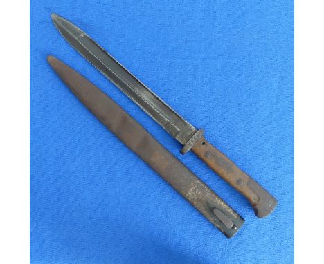 A W.W.1 period Imperial German Bayonet, maker "Weyersberg, Kirschbaum &amp; Co Solingen", with 24.5cm fullered blade and scab