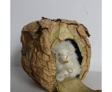 A late 19thC clockwork automaton rabbit in cabbage, in the style of&nbsp;Roullet et Decamps, white fur rabbit emerging from f