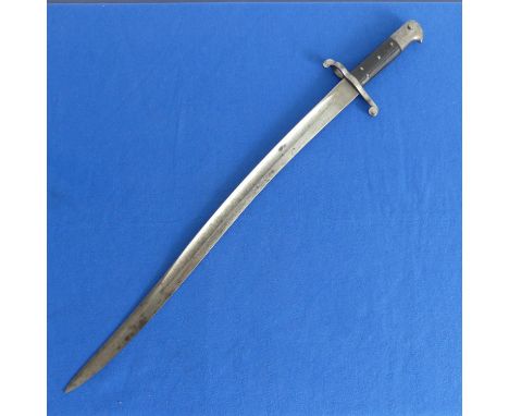 A British Yataghan Sword Bayonet 1856, with 57cm&nbsp;fullered Yataghan shaped blade and down turned crossguard, hatched slab