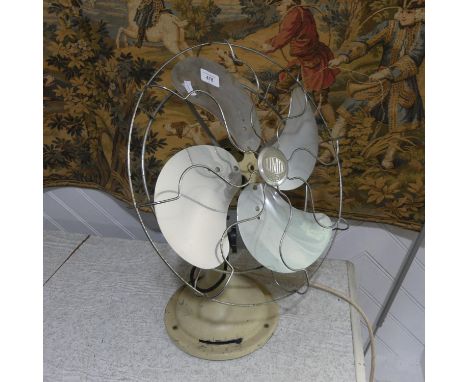 A mid-20thC electric Limit Fan, model K/6/06, with cream enamel and chrome blades, H 32cm, together with a retro melamine Tel