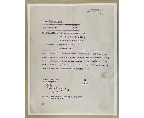 A WW2 Allied Cease Fire Order, issued on the orders of Field Marshal Montgomery at 20:50 on May 4th, the original field order