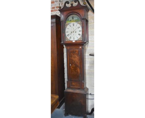 Jonathan Nicholson, Berwick, a Victorian eight-day mahogany longcase clock, the painted arched dial with subsidiary seconds a