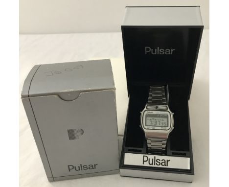 Vintage Pulsar Y709 - 5409 alarm chronograph digital watch. On original stainless steel strap. 12/24hr dial, alarm, back ligh