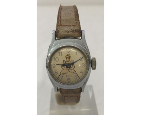A vintage 1950's Timex Cinderella character watch on original pink leather strap.  