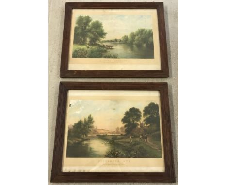 A pair of vintage wooden framed and glazed prints of paintings by Elwin Edwards. "September Eve" and "A June Morning". Frame 