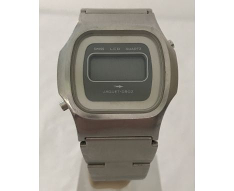 A vintage 1970's Jaquet-Droz LCD stainless steel cased watch (1504). One of the first digital Liquid Crystal Diode watches pr