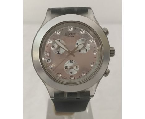 A Swatch Irony diaphane 007 "The World is not Enough" chronograph wristwatch. With mirrored face and original James Bond 1999