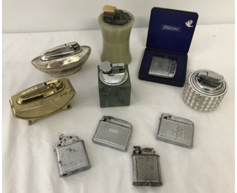 A collection of assorted vintage pocket and table lighters. To include 3 assorted Mosda "streamline 500" pocket lighters, 2 R