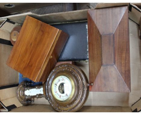 A 19th Century mahogany tea caddy and boxes plus cutlery etc
