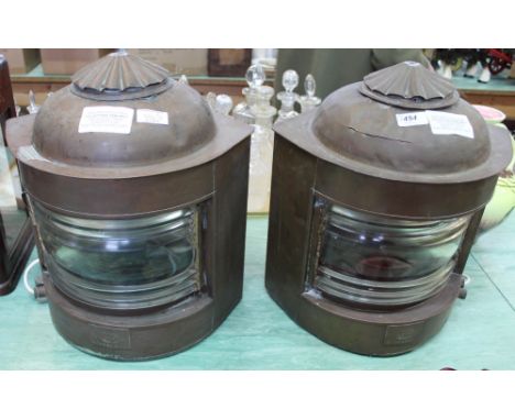 A pair of copper ships lamps, T.Debarbieri, Genova, these items are sold as a collectors item only and have not been subject 