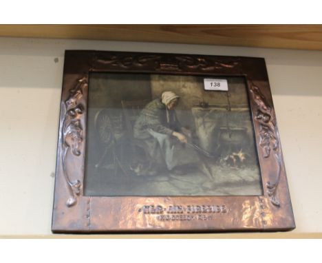 An Arts and Crafts copper frame titled with a Dobson print
