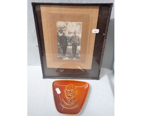 A PERIOD FRAMED PHOTOGRAPH OF THOMAS HARDY and a Poole Pottery 'Hardy Festival' dish 1968