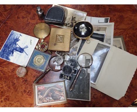 TWO VINTAGE COMPACTS Police badges and sundries