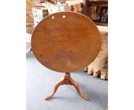 A GEORGE III MAHOGANY TRIPOD TABLE with an elm base