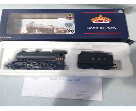BACHMANN; A 00 GAUGE K3 LNER 2934 BLACK GROUP STANDARD TENDER LOCOMOTIVE